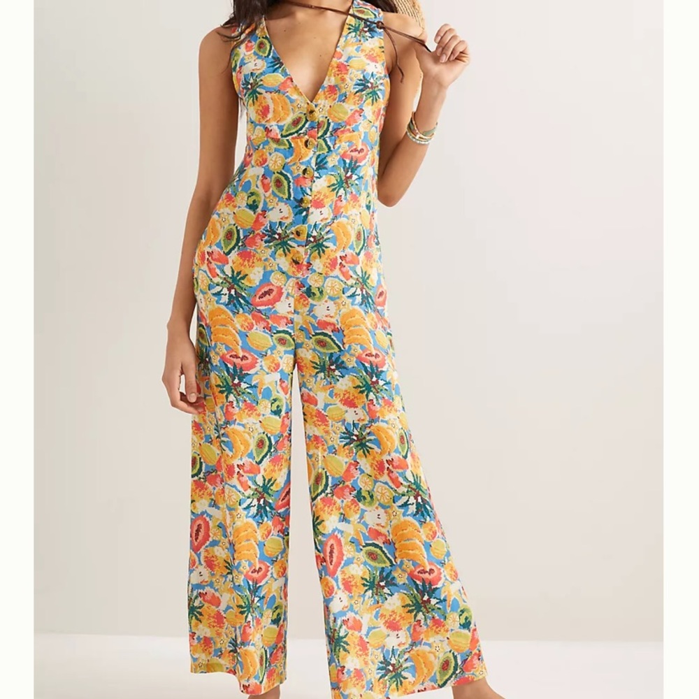 Anthropologie farm rio fruits jumpsuit